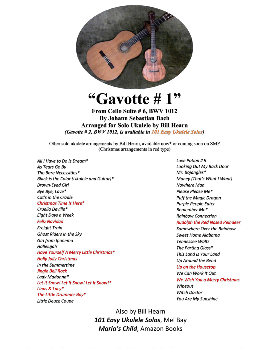 Gavotte # 1, from 6th Cello Suite, BWV 1012 Chamber Music scores gallery preview page 1