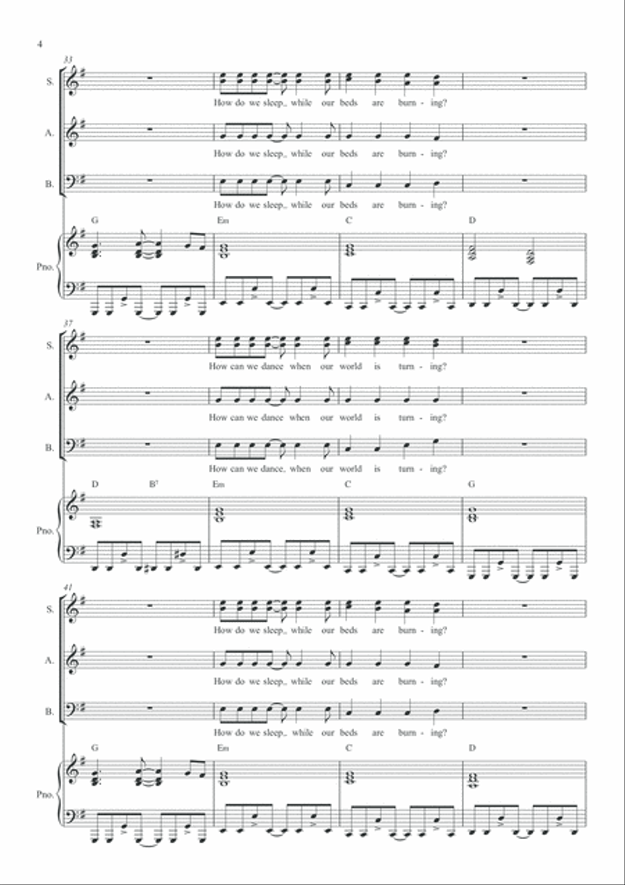 Beds Are Burning 3-Part scores gallery preview page 5