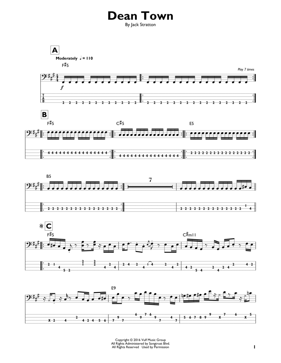 Dean Town Bass Guitar scores gallery preview page 1