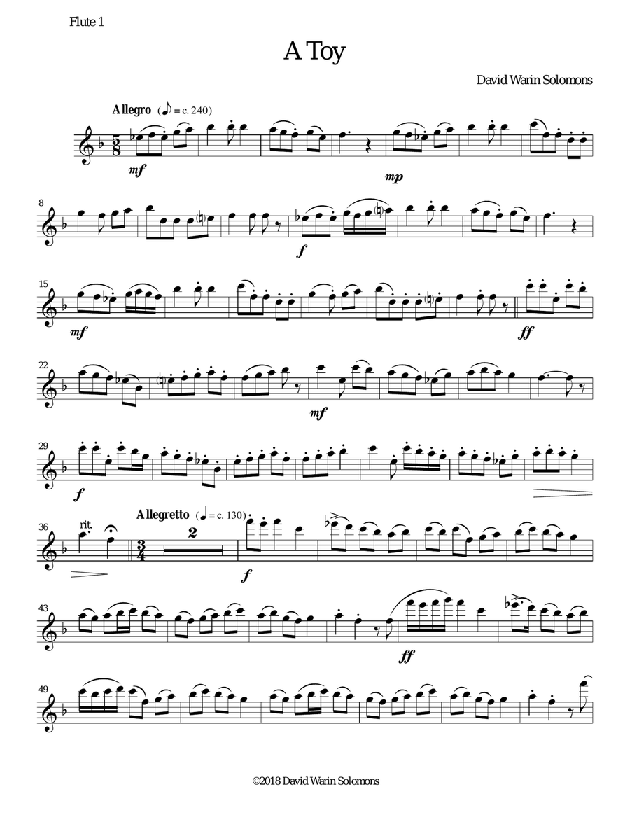 A Toy for flute trio (2 C flutes, 1 alto flute) Flute Trio scores gallery preview page 6