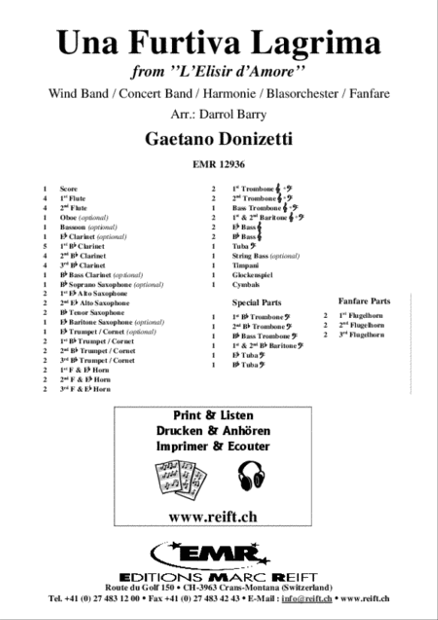 Una Furtiva Lagrima Concert Band scores gallery preview page 2