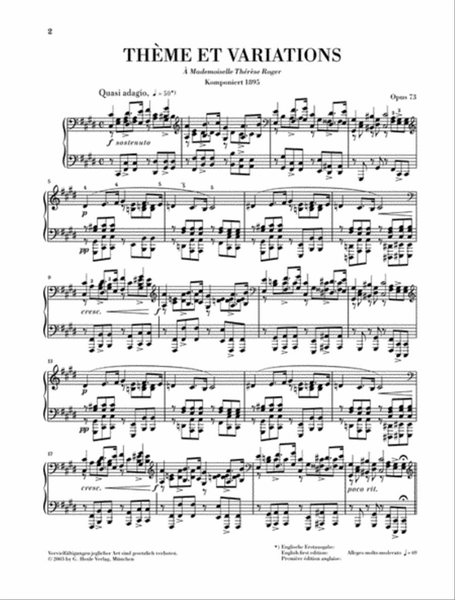 Thème et Variations Op. 73 Piano Solo scores gallery preview page 2