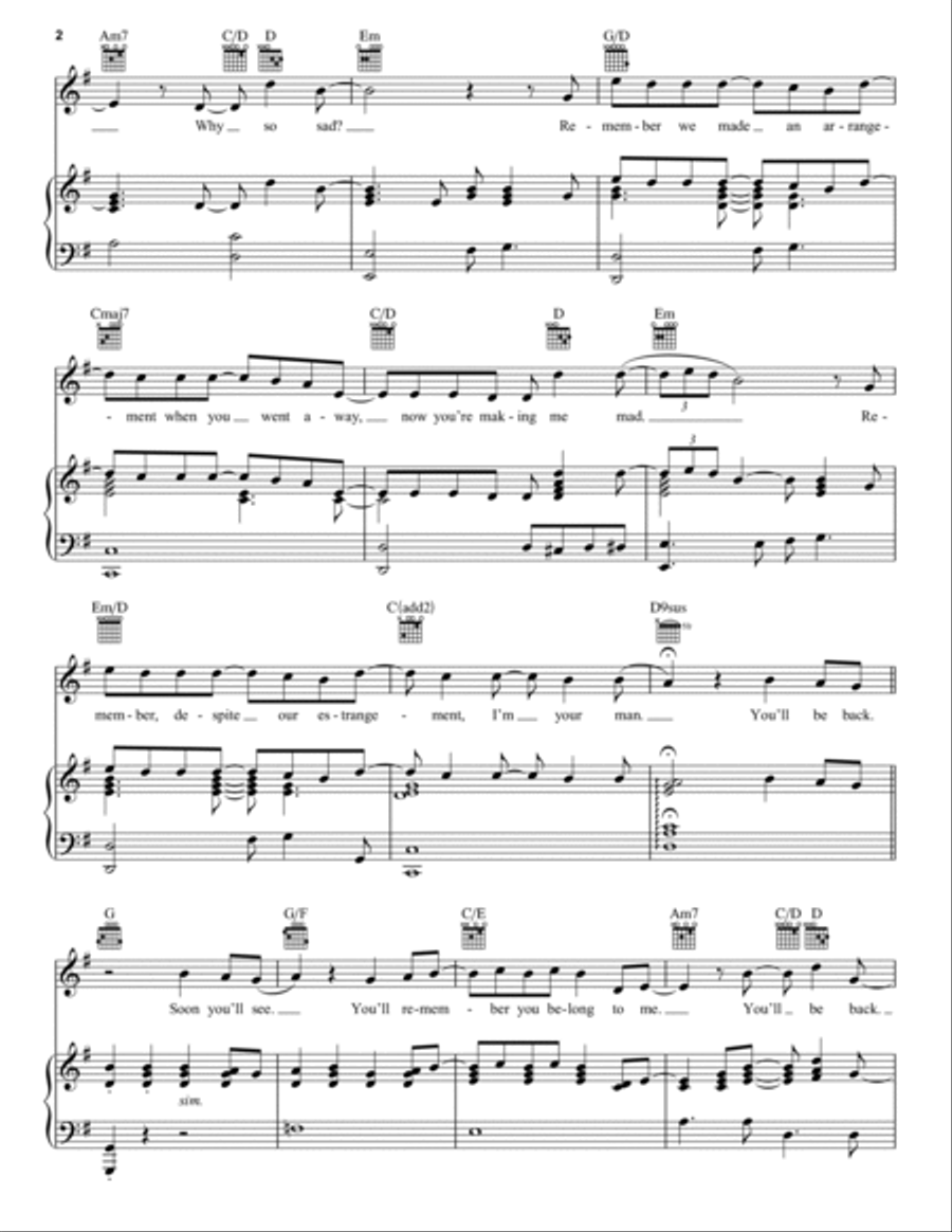 You'll Be Back (from Hamilton) Piano, Vocal, Guitar scores gallery preview page 2