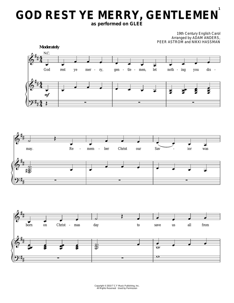 God Rest Ye Merry, Gentlemen Piano, Vocal, Guitar scores gallery preview page 1