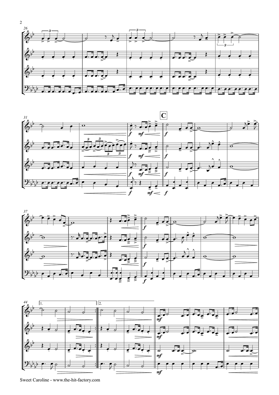 Sweet Caroline Brass Ensemble scores gallery preview page 2