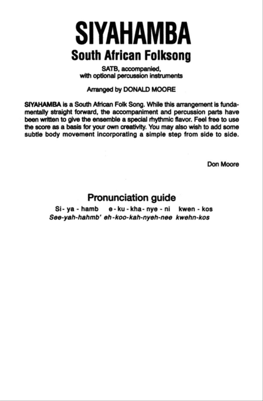 Siyahamba Siyahamba Choir scores gallery preview page 1