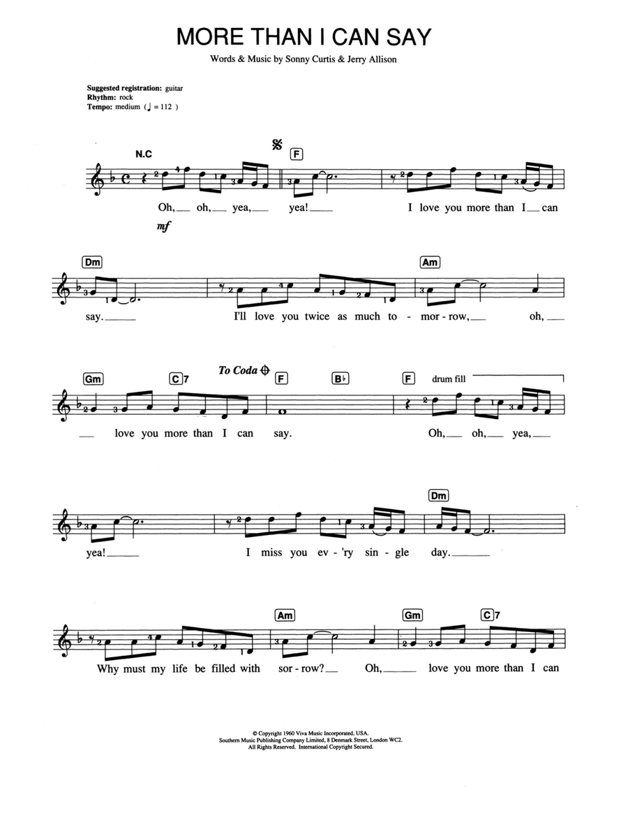 More Than I Can Say Piano scores gallery preview page 1