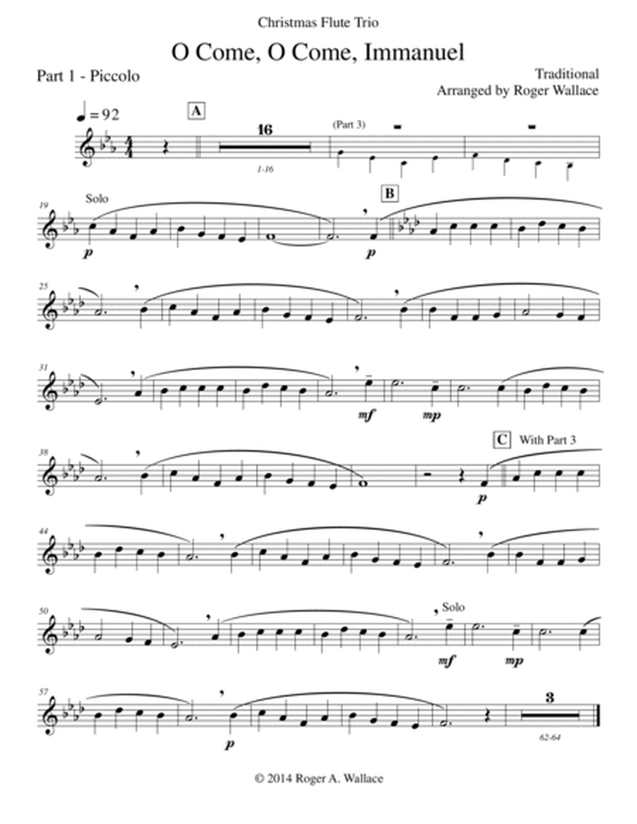 O Come, O Come, Immanuel (Emmanuel) - Flute Trio image number null