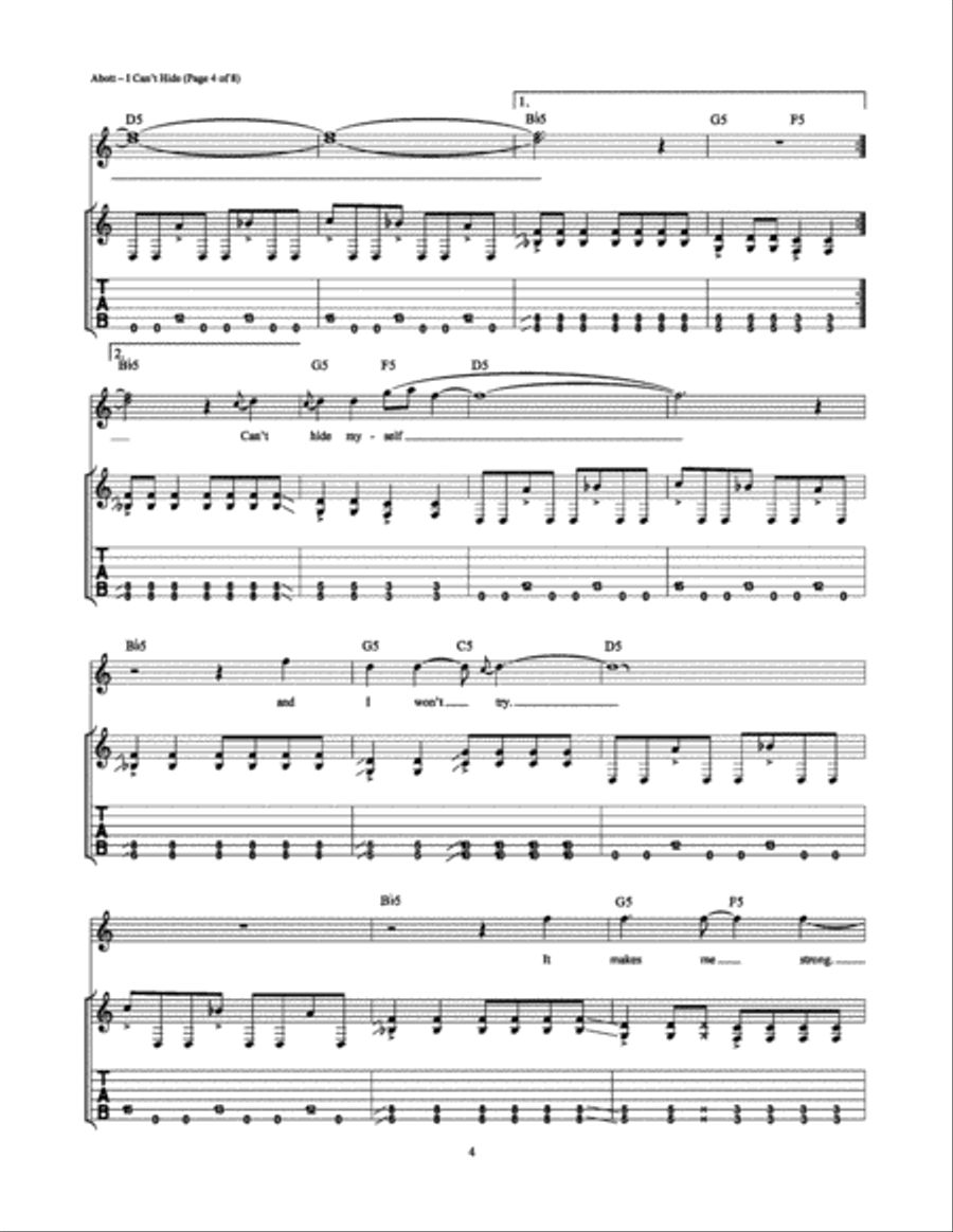 I Can't Hide Electric Guitar scores gallery preview page 4