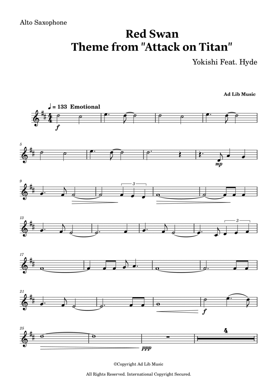 Red Swan Red Swan Alto Saxophone scores gallery preview page 1