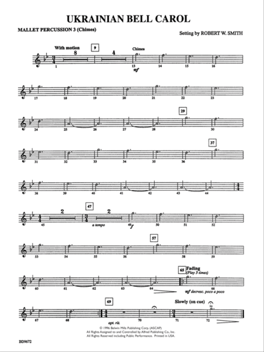 Ukrainian Bell Carol: Chimes Concert Band scores gallery preview page 1