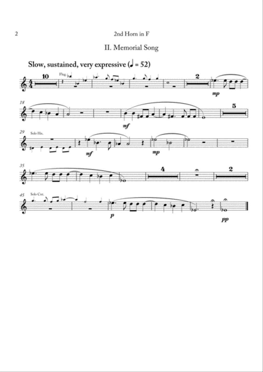 Carson Cooman: Pittsburgh Rhapsody (2008) for brass band, 2nd F horn part Brass Band scores gallery preview page 2