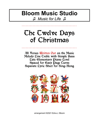Book cover for The Twelve Days of Christmas for Easy Piano and Sing Along