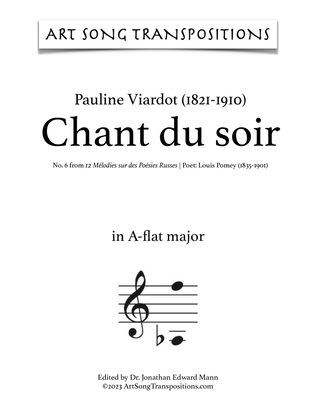 Book cover for VIARDOT: Chant du soir (transposed to A-flat major)