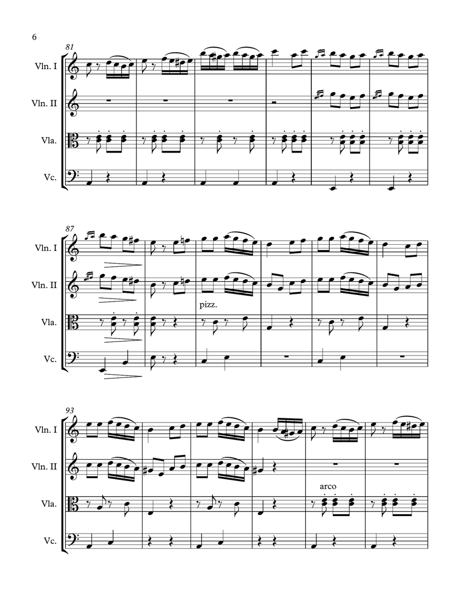Mozart, Rondo Alla Turca - String Quartet String Quartet scores gallery preview page 6
