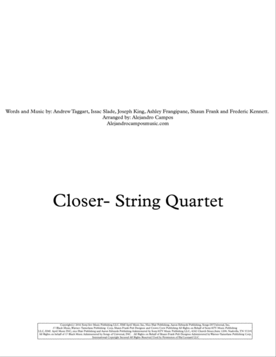 Closer String Quartet scores gallery preview page 1