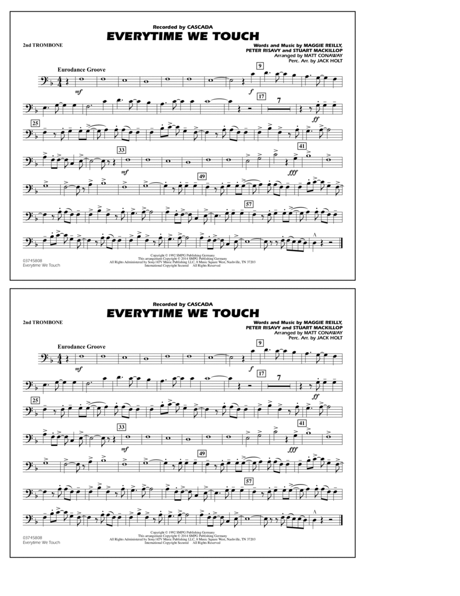 Everytime We Touch - 2nd Trombone Marching Band scores gallery preview page 1