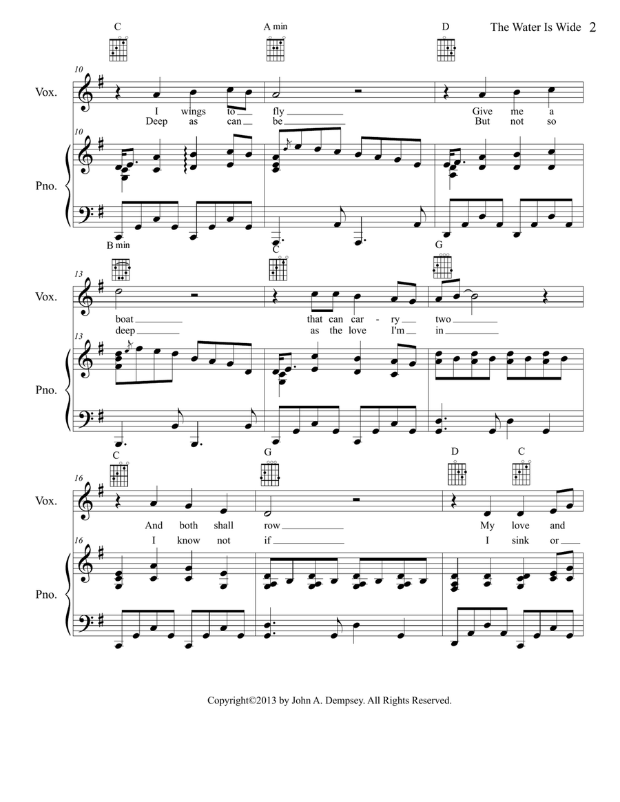 The Water is Wide Piano, Vocal scores gallery preview page 4
