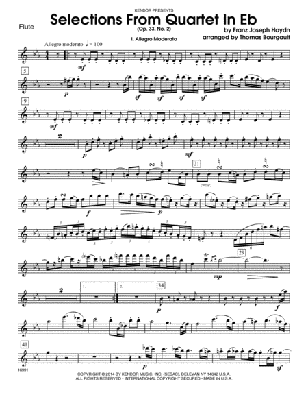 Selections From Quartet In Eb (Op. 33, No. 2) - Flute