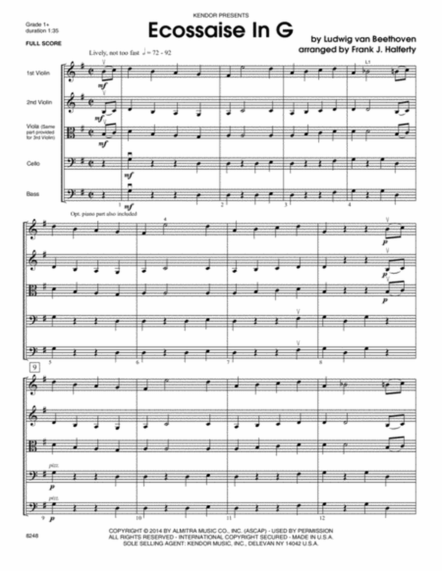 Ecossaise In G - Conductor Score (Full Score)