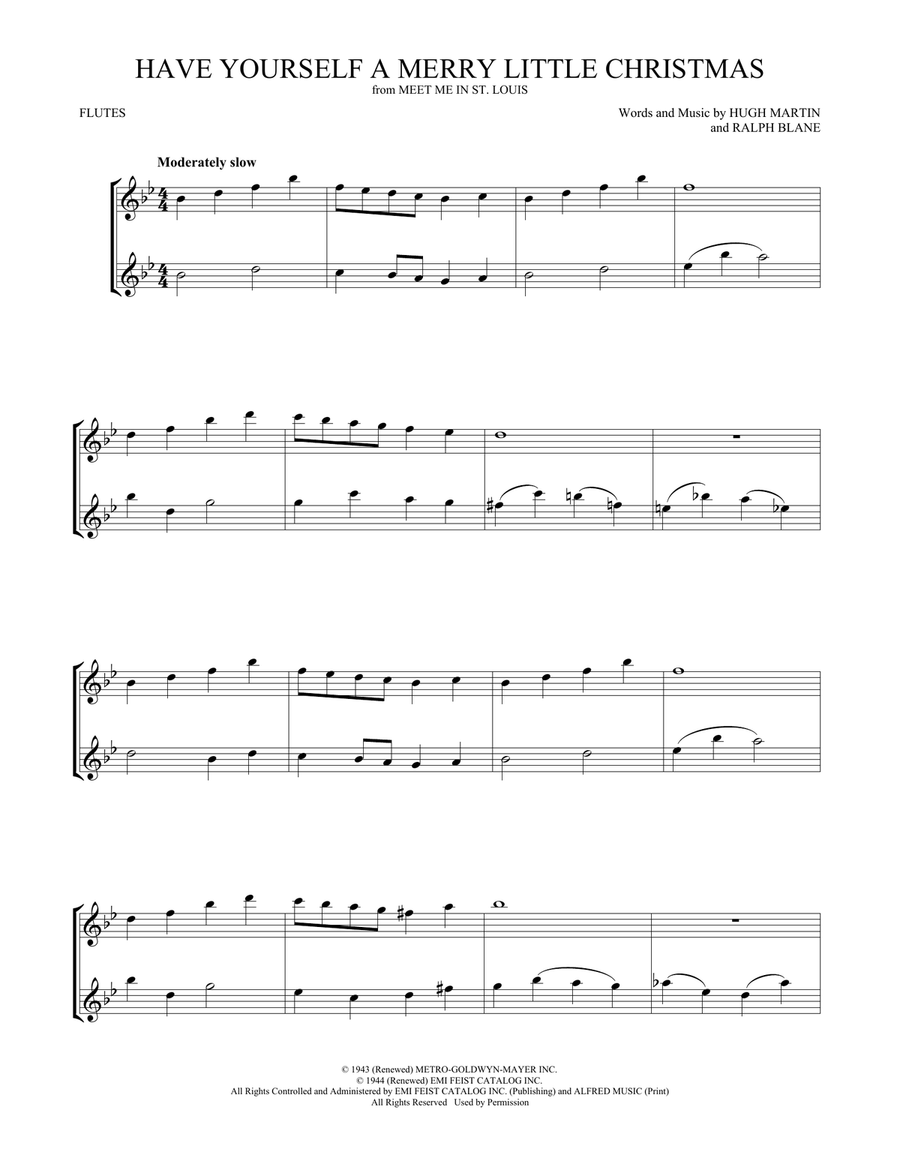 Have Yourself A Merry Little Christmas Flute Duet scores gallery preview page 1