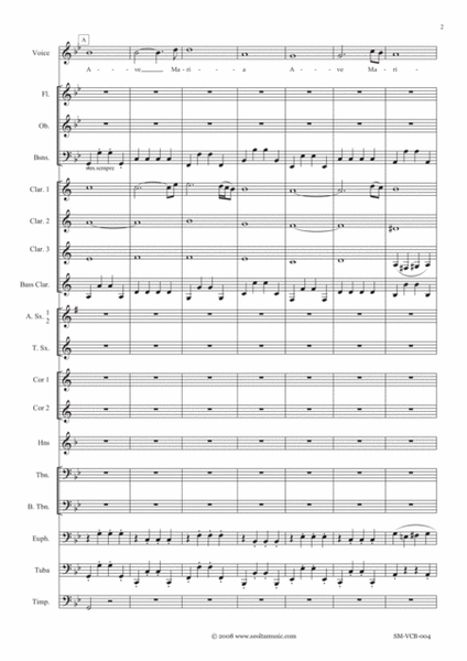 Ave Maria (G. Caccini) for solo voice and concert band