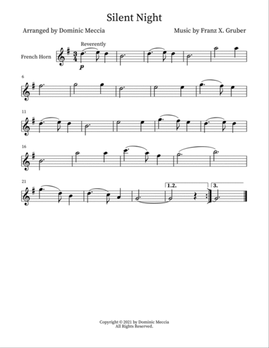 Silent Night Brass Duet scores gallery preview page 2
