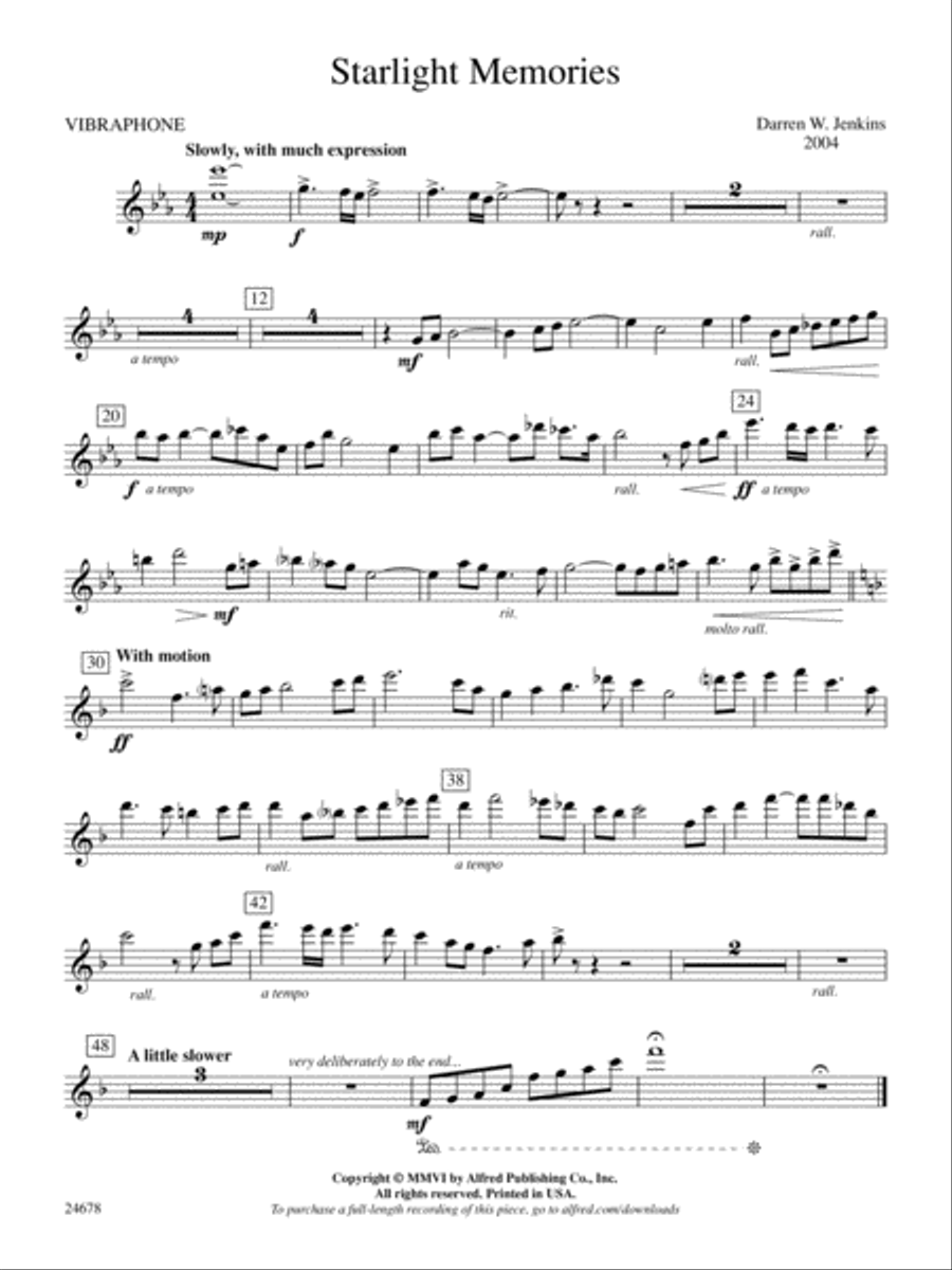 Starlight Memories: Vibraphone Concert Band scores gallery preview page 1