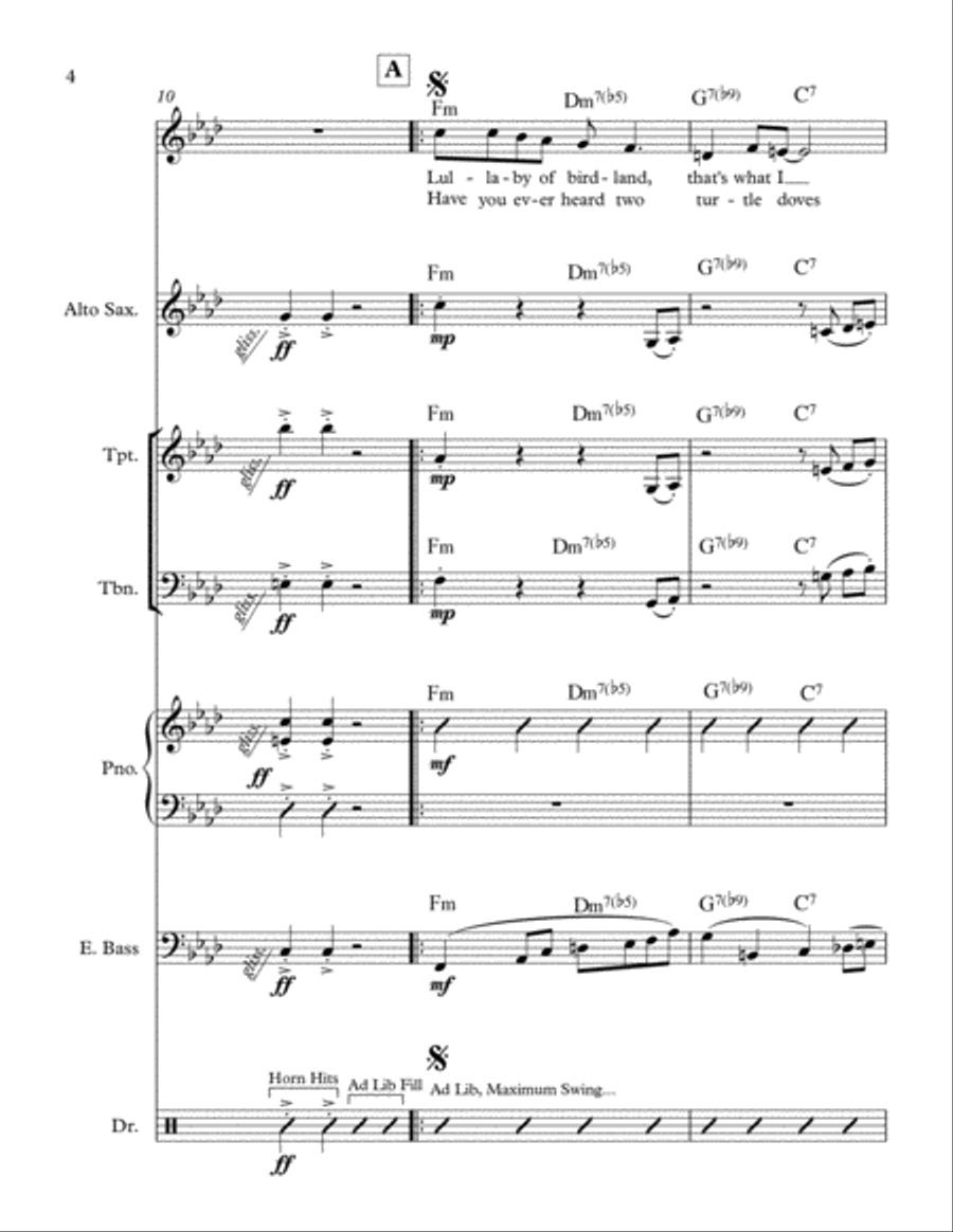 Lullaby Of Birdland Large Ensemble scores gallery preview page 4