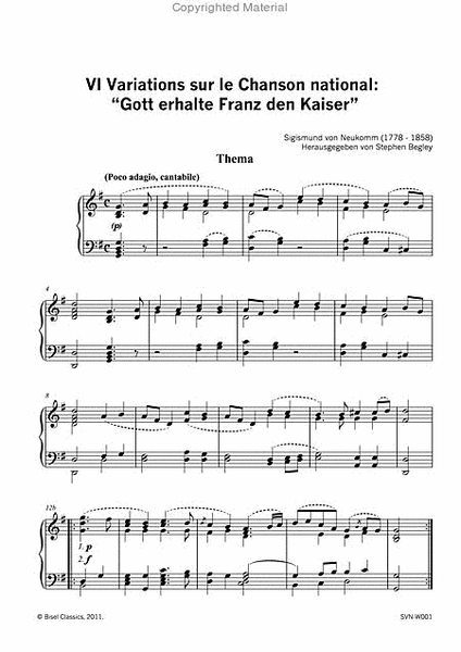 VI Variations sur le chant national "Gott erhalte Franz den Kaiser"
