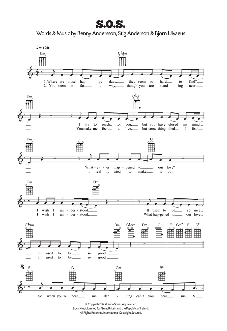 S.O.S. S.O.S. Ukulele scores gallery preview page 1
