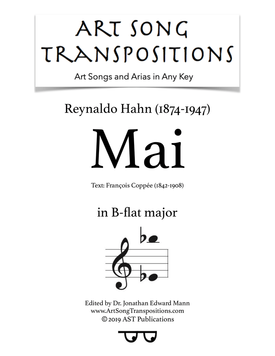 HAHN: Mai (transposed to B-flat major) Voice scores gallery preview page 1