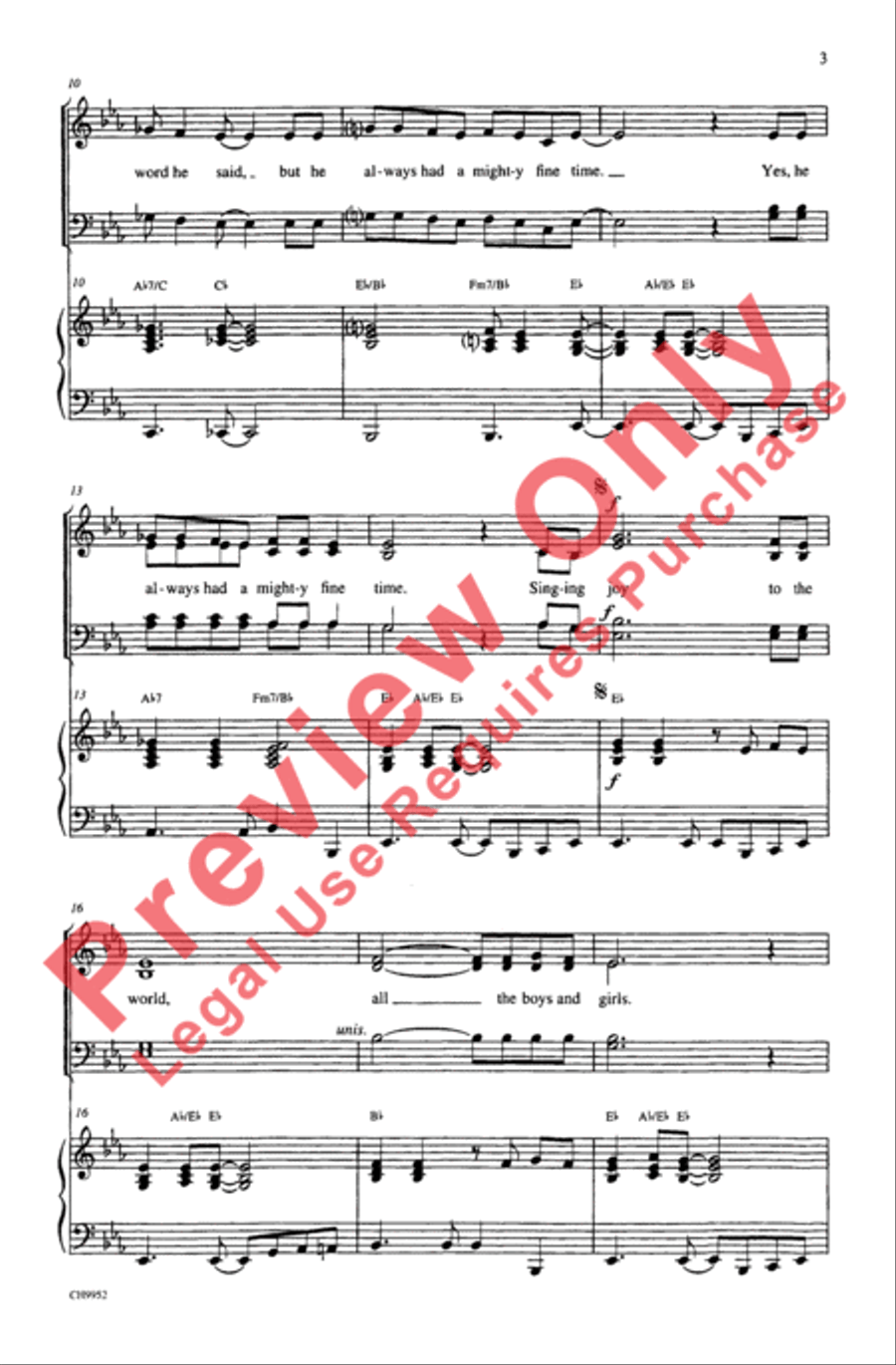 Joy to the World (Jeremiah Was a Bullfrog) 4-Part scores gallery preview page 3
