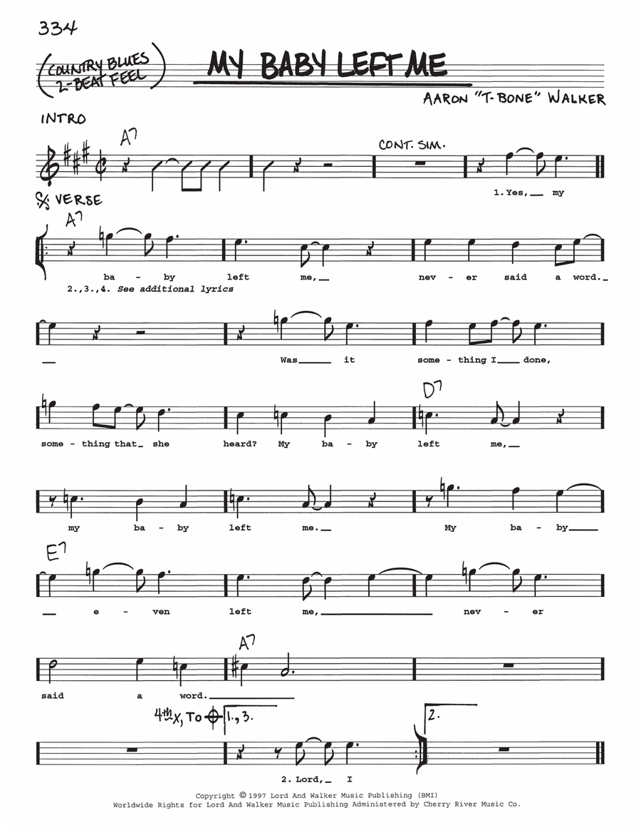 My Baby Left Me Voice scores gallery preview page 1