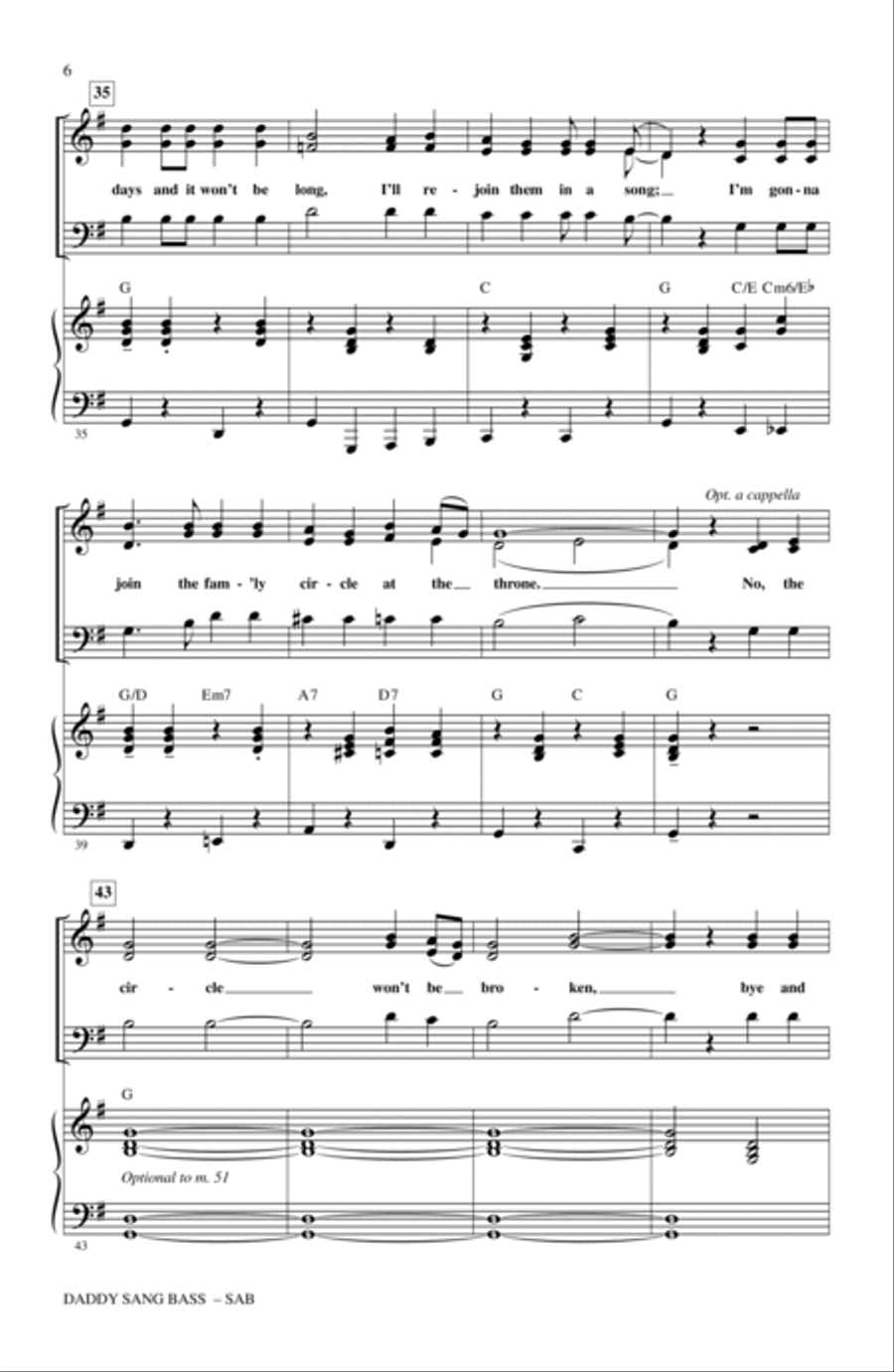 Daddy Sang Bass 3-Part scores gallery preview page 5