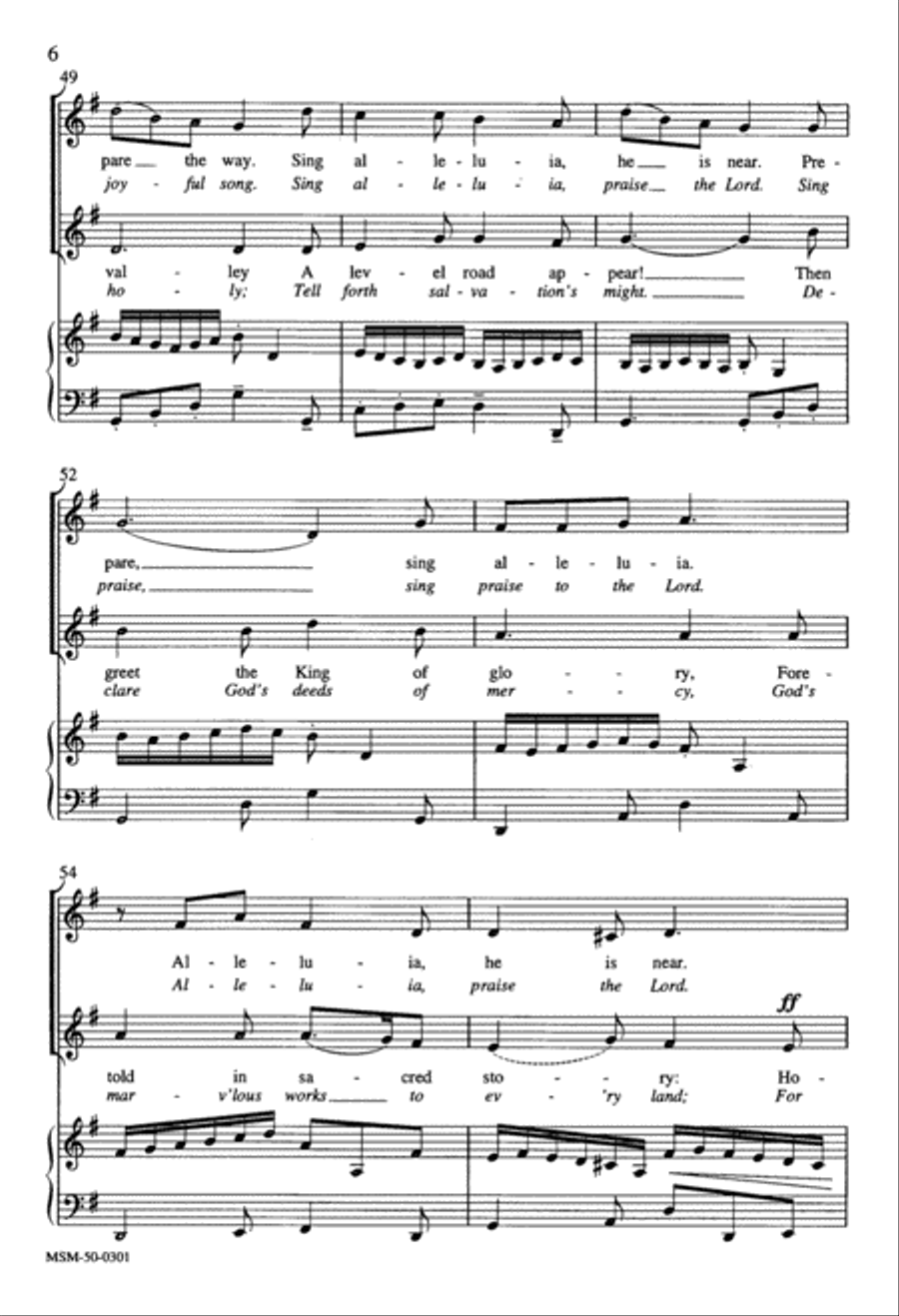 Prepare the Royal Highway Oh, Sing to God a New Song (alt. text) Unison Choir scores gallery preview page 6