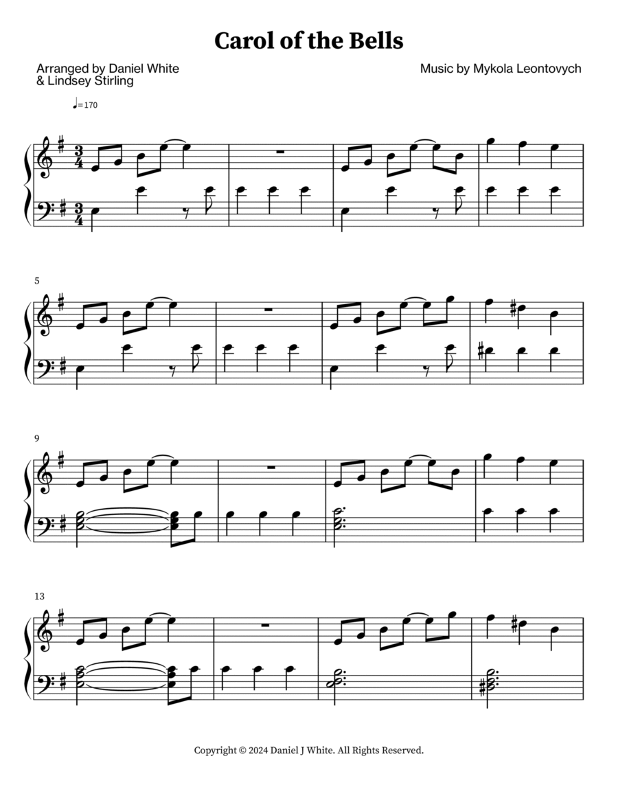 Carol of the Bells Carol of the Bells Piano scores gallery preview page 1