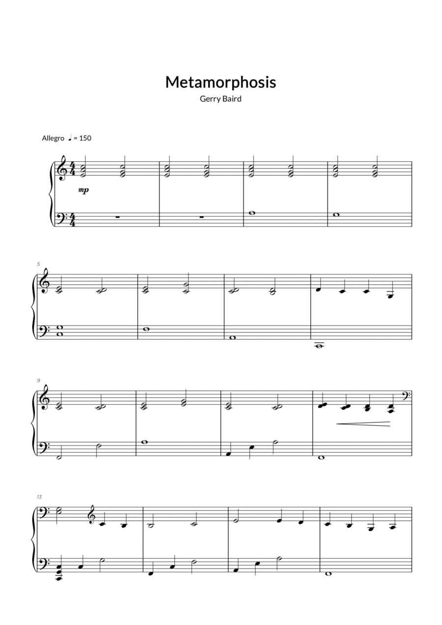 Metamorphosis Piano Solo scores gallery preview page 1