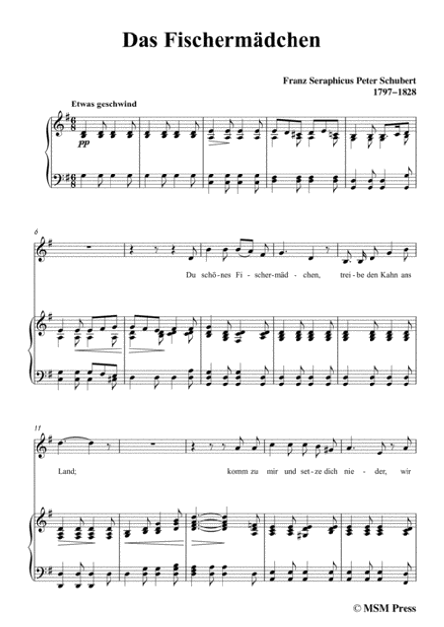 Schubert-Das Fischermädchen,in G Major,for Voice and Piano Voice Solo scores gallery preview page 3