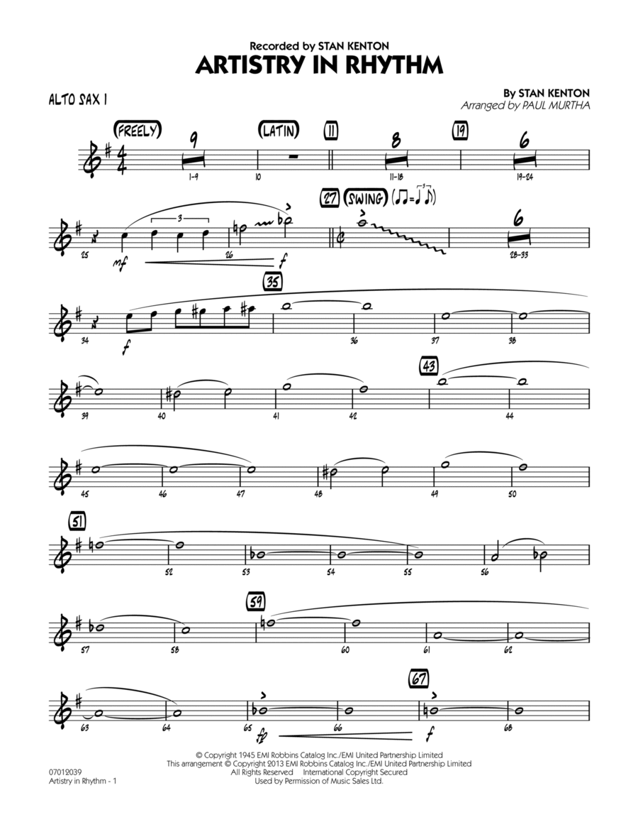 Artistry in Rhythm - Alto Sax 1