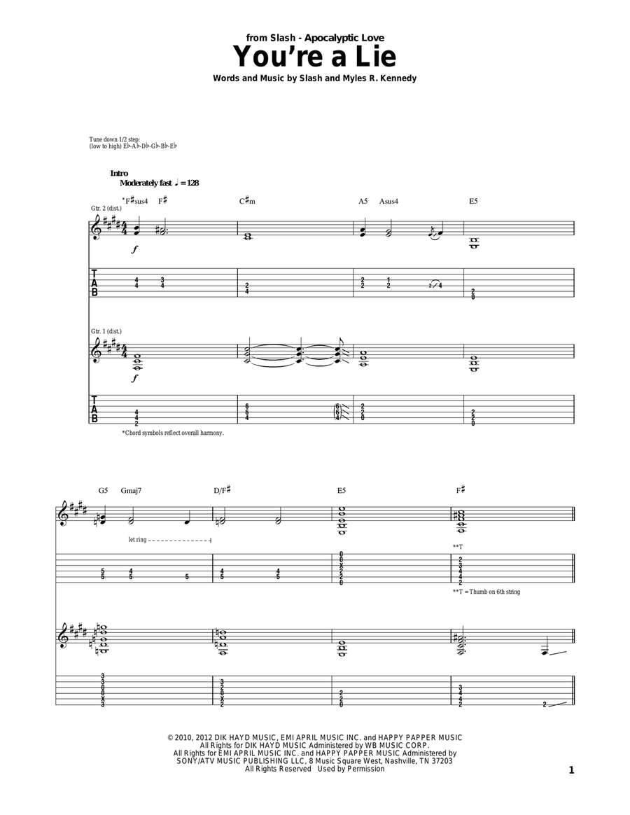 You're A Lie Acoustic Guitar scores gallery preview page 1
