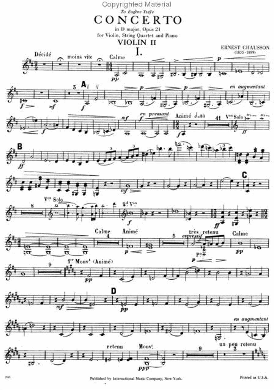 Concerto In D Major, Opus 21 For Violin, Piano & String Quartet Violin scores gallery preview page 5