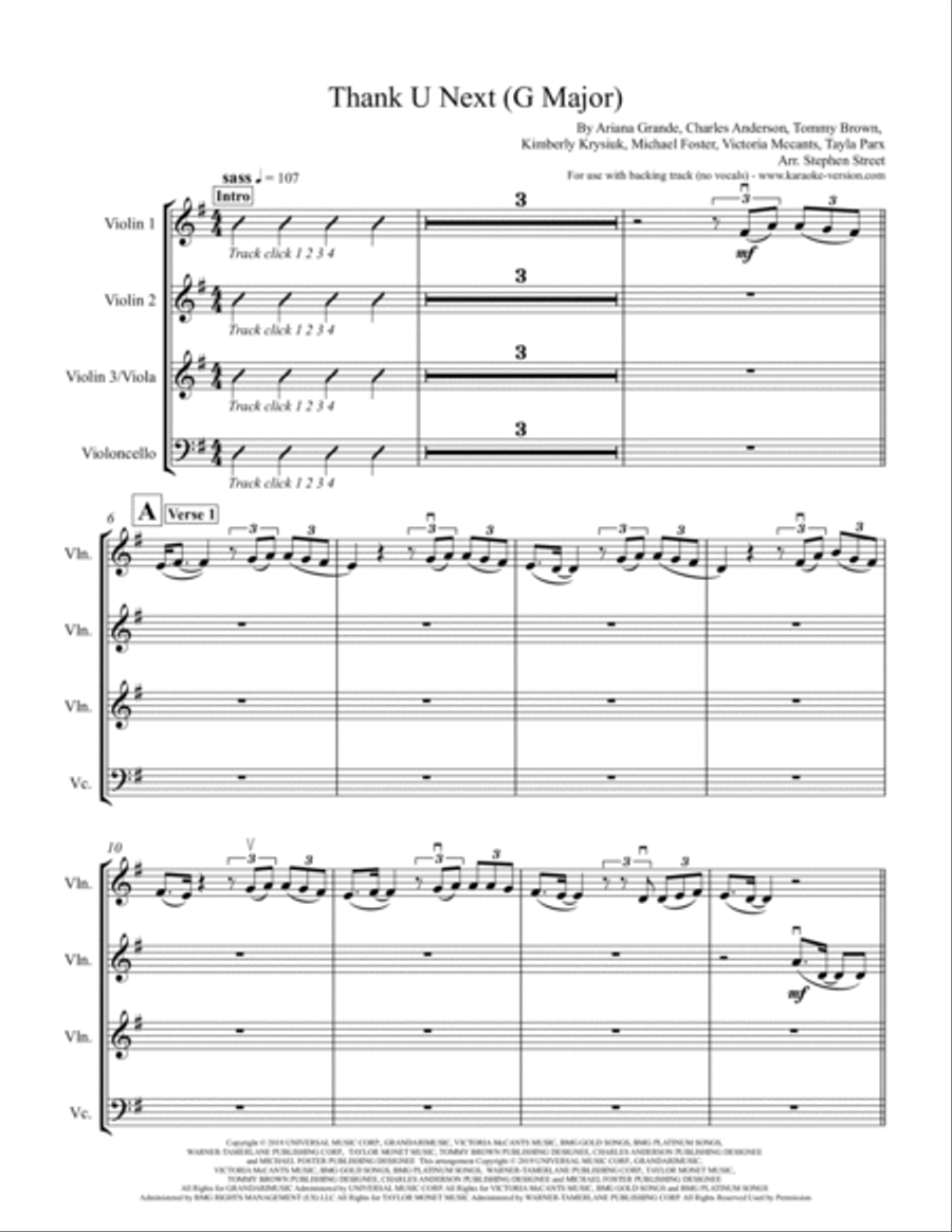 Thank U, Next String Quartet scores gallery preview page 2