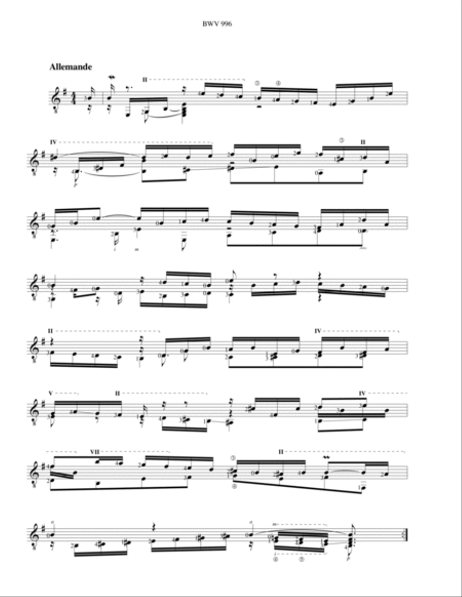 Bach Lute Works for Guitar.. BWV 995 to 1000, and 1006a Lute scores gallery preview page 5