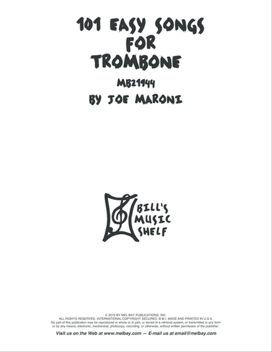 101 Easy Songs for Trombone Trombone Solo scores gallery preview page 2