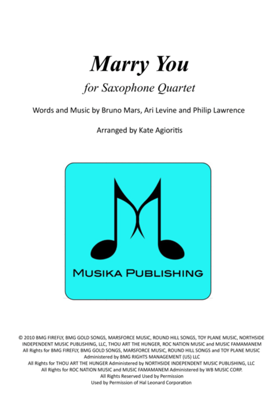 Marry You Saxophone Quartet scores gallery preview page 1