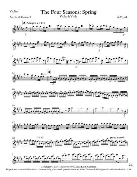 The Four Seasons (Spring) Violin & Viola Duet image number null