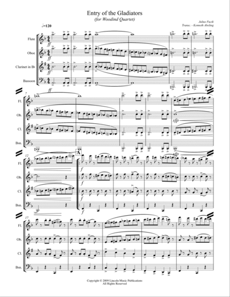 March – Entry of the Gladiators (for Woodwind Quartet) Woodwind Quartet scores gallery preview page 2
