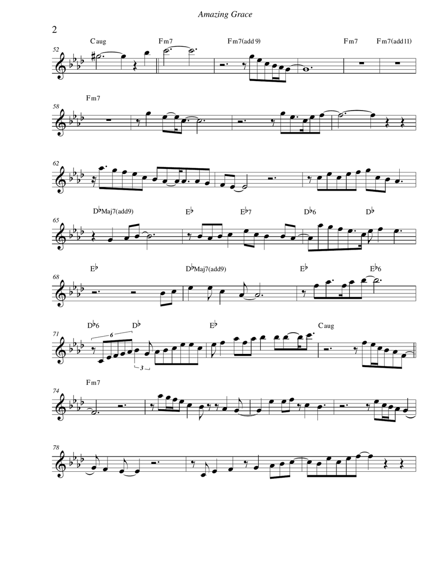 Amazing Grace Smooth Jazz Flute Flute Solo Digital Sheet