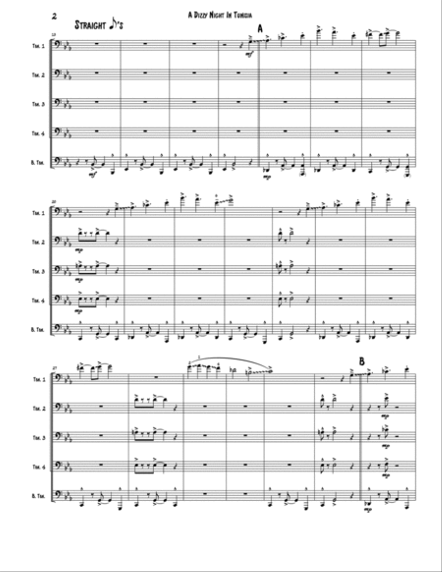 A Night In Tunisia Brass Quintet scores gallery preview page 2